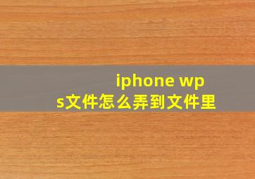 iphone wps文件怎么弄到文件里